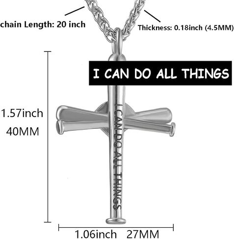 Baseball Necklace for Men,Sports Baseball Cross Pendant Necklace with Number for Athletes Stainless Steel Baseball Cross Chain for Boy in Kuwait