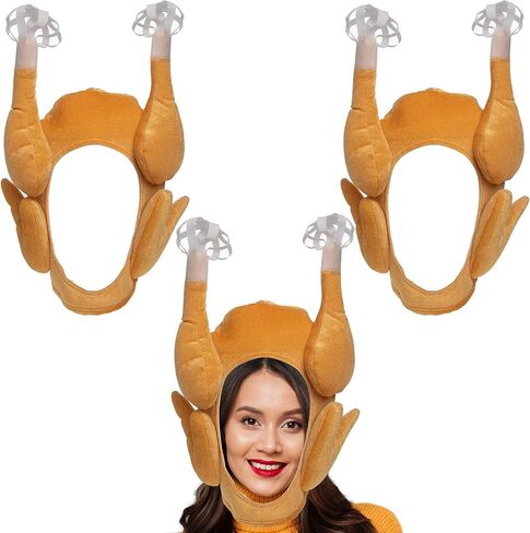 سيمبلي جينيس, 3 قطع من قبعات الديك الرومي المخملية لعيد الشكر، زي تركي ترو، زي الحاج، زي الهالوين، بيج in Kuwait