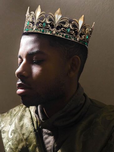SWEETV Antique Gold King Crown for Men/Women (Unisex), Men's Tiara Prince Diadem, Crystal Medieval Headwear, Royal Costume Hair Accessories for Cosplay Birthday Wedding Halloween, Green in Kuwait