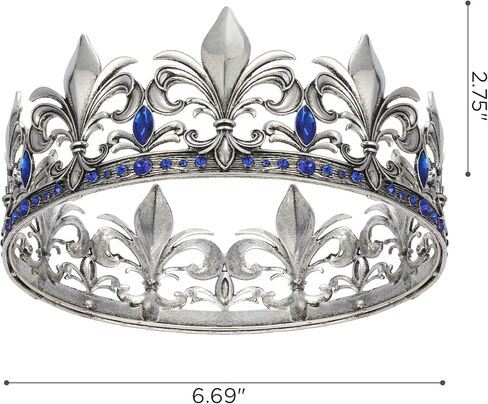 SWEETV Antique Gold King Crown for Men/Women (Unisex), Men's Tiara Prince Diadem, Crystal Medieval Headwear, Royal Costume Hair Accessories for Cosplay Birthday Wedding Halloween, Green in Kuwait