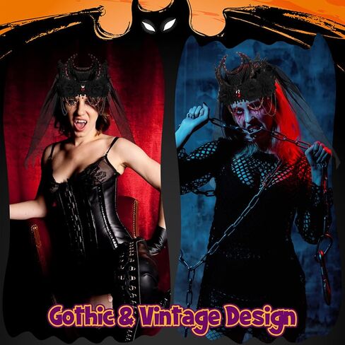 ZOOS هالوين عقال للنساء، يوم الموتى غطاء الرأس الأسود روز زهرة تاج عقال مع الدانتيل الأسود الحجاب القوطية الساحرة تاج تأثيري شبح العروس حزب هالوين زي غطاء الرأس للفتيات in Kuwait