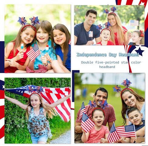 BELSITA عصابات رأس الرابع من يوليو، عصابات شعر يوم الاستقلال، علم الولايات المتحدة الأمريكية، رأس نجمة، مستلزمات شعر للحفلات ذات الطابع الوطني، عصابة رأس لرأس الرابع من يوليو للأطفال البالغين، قطعة واحدة in Kuwait