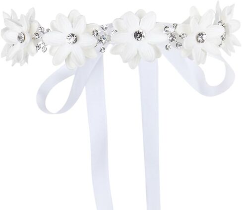 FAYBOX Flower Girls Elegant Headband Wedding Floral Hairbands Accessories White (Clear Rhinestone(White)) in Kuwait