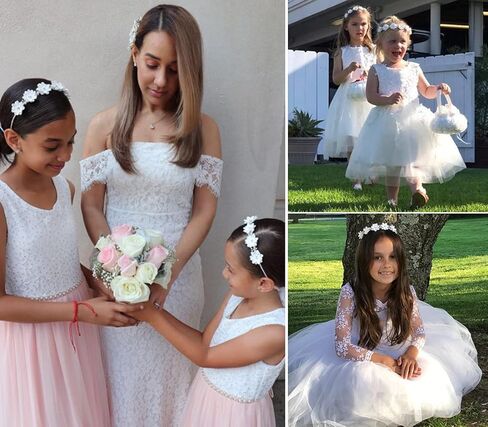 FAYBOX Flower Girls Elegant Headband Wedding Floral Hairbands Accessories White (Clear Rhinestone(White)) in Kuwait