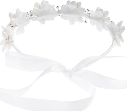 FAYBOX Flower Girls Elegant Headband Wedding Floral Hairbands Accessories White (Clear Rhinestone(White)) in Kuwait