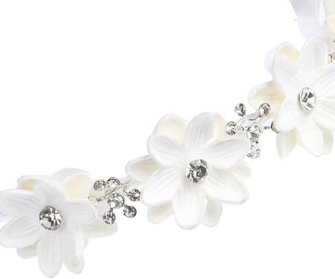 FAYBOX Flower Girls Elegant Headband Wedding Floral Hairbands Accessories White (Clear Rhinestone(White)) in Kuwait