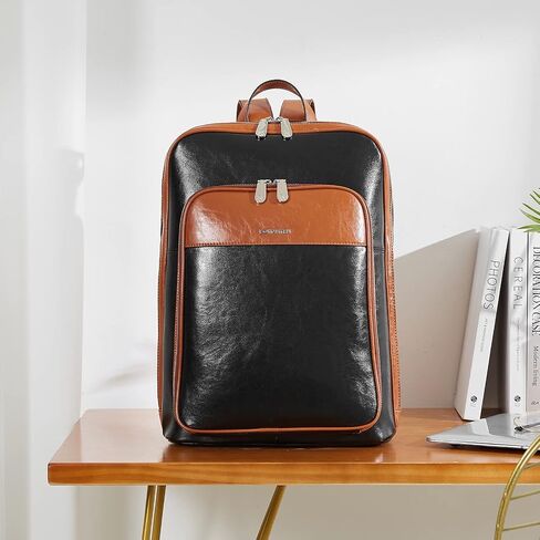 BOSTANTEN Leather Laptop Backpack for Women 15.6 inch Computer Bag Travel Work Daypack Large Size Bag in Kuwait