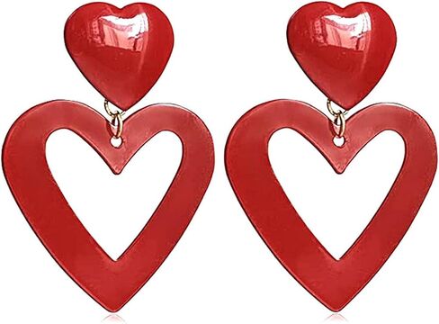 60 70s Retro Heart Pink Earrings for Woman Earrings,Heart Shaped Love Heart Drop Dangle Earrings for Girls Statement Trendy Jewelry Valentines Day Gift in Kuwait