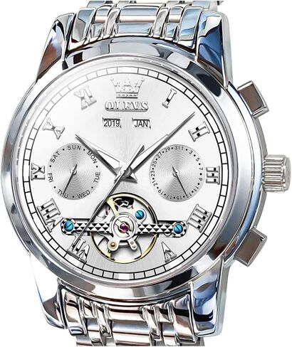 OLEVS Self Winding Watches for Men Automatic Mechanical Tourbillon Stainless Steel Waterproof Luminous Luxury Dress Wrist Watches in Saudi Arabia