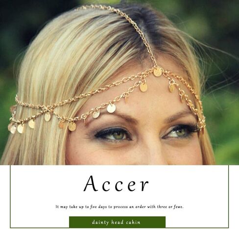 Urieo Gold Gypsy Headpiece Sequins Tassels Layered Head Chain Festival Wedding Halloween Hair Accessories Headband Jewelry for Women and Girls in Kuwait