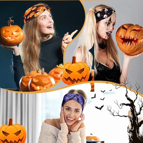 4 قطع من عصابات رأس الهالوين من TailaiMei للنساء، عصابة رأس معقودة، زي تنكري على شكل يقطين جوست سبايدر ويب، رباط شعر بهيكل عظمي سيء in Kuwait