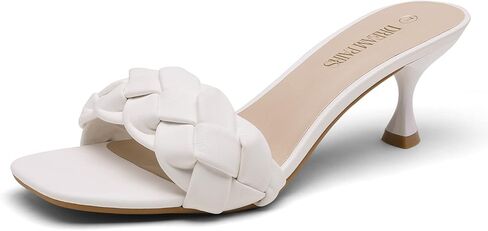 أحذية DREAM PAIRS النسائية ذات الكعب العالي المفتوحة بمقدمة مربعة مريحة بكعب منخفض للقطط فستان مثير صنادل أحذية مسائية للحفلات الراقصة والرقص in Kuwait