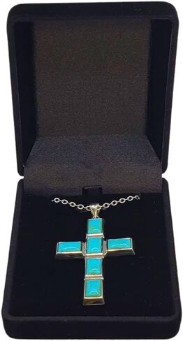 The Positive Christian Turquoise Cross Necklace Sterling Silver 20" Chain Silver Color Perfect Faith Gift in Kuwait