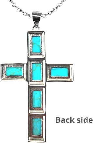 The Positive Christian Turquoise Cross Necklace Sterling Silver 20" Chain Silver Color Perfect Faith Gift in Kuwait
