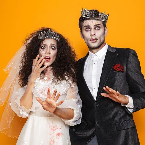 King Crown 2 Pcs Royal King Crown Metal Crystal Tiara Crown for Men Women Bridegroom Bride Princess for Wedding Halloween in Saudi Arabia