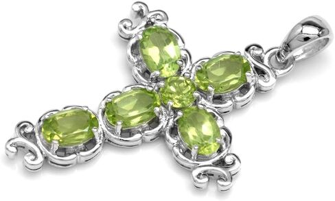 Silvershake Birthstone Gemstone 925 Sterling Silver Victorian Style Cross Pendant Necklace Christmas Jewelry Gift for Women in Kuwait