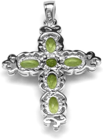 Silvershake Birthstone Gemstone 925 Sterling Silver Victorian Style Cross Pendant Necklace Christmas Jewelry Gift for Women in Kuwait