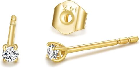 MRENITE 0.06 Ctw 14K الذهب الأصفر جولة الماس الطبيعي أقراط للنساء مجوهرات الماس الحقيقي الصغيرة هدية لها in Kuwait