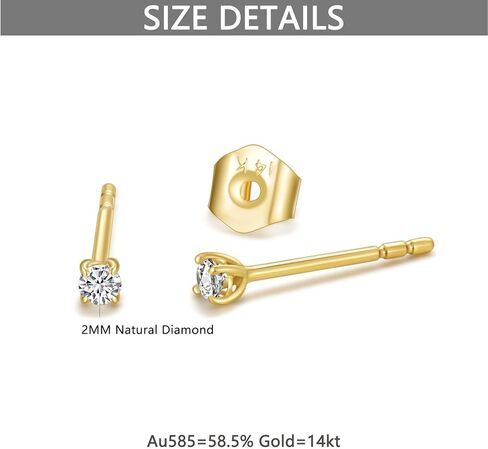 MRENITE 0.06 Ctw 14K الذهب الأصفر جولة الماس الطبيعي أقراط للنساء مجوهرات الماس الحقيقي الصغيرة هدية لها in Kuwait