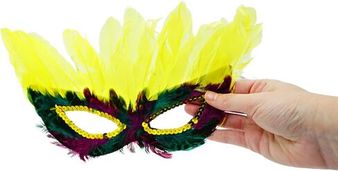 4E's Novelty 12 Mardi Gras Masks With Feathers Bulk for Adult Men Women, Feather Masquerade Masks for Mardi Gras Outfit Accessories, Party Supplies & Decorations in Saudi Arabia