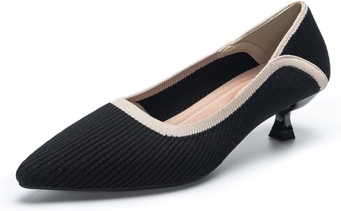 youngshow Women's Pumps Kitten Heels Pointed Toe Knit Slip On Comfortable Casual Formal Dress Shoes in Saudi Arabia