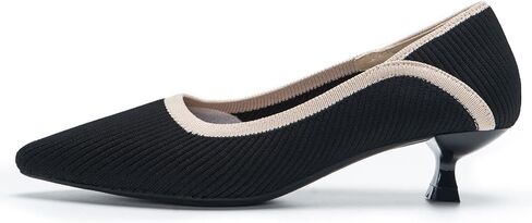 youngshow Women's Pumps Kitten Heels Pointed Toe Knit Slip On Comfortable Casual Formal Dress Shoes in Saudi Arabia