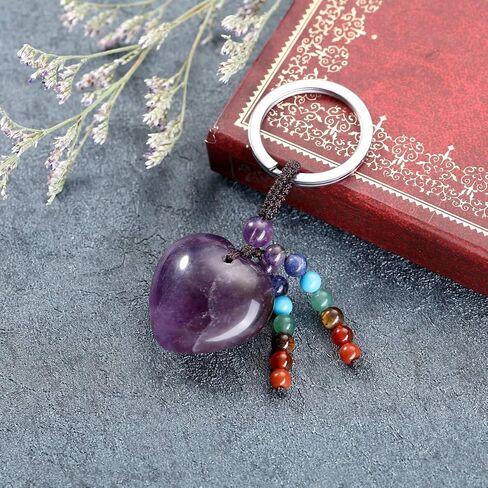 jovivi الطبيعية روز الكوارتز الكريستال القلب الحب حجر المفاتيح 7 شقرا ريكي شفاء كريستال الأحجار الكريمة الخرز شرابة كيرينغ للنساء أمي الأمهات هدايا عيد in Kuwait