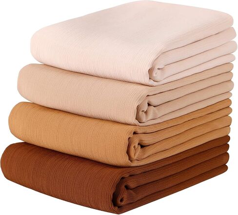 Febfim 4PCS Premium Dubai Muslim Women Chiffon Crinkle Hijab Scarf Plain Chiffon Bubble Hijab Wrap Shawl in Kuwait