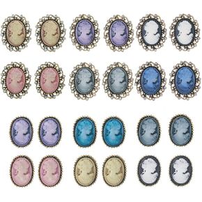 MEEDOZ Women's Multicolor Crystal Rhinestone Vintage Victorian Cameo Flower Brooch Pin Set for Lady Jewelry Gift