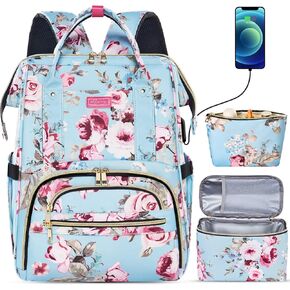 Kaome Lunch Backpack 15.6 Inch Laptop Backpack for Women with USB Port Nurse Gift Teacher Work Backpack Cooler Insulated Lunch Bag Waterproof Daypacks for Work Picnic Travel Anti-theft in Kuwait