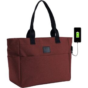 Tote Bag for Women Large Work Bags Laptop 15.6-17 Inch Handbag Purse Book Bag with Zipper for Nurse Teacher School, Blackgrey