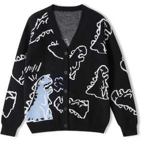 Women Dinosaur Print Knit Sweater Aesthetic Harajuku Oversized Pullover E Girl Streetwear Preppy Sweater