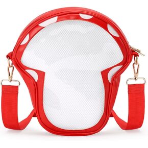 شنطة كروس ايتا بتصميم فطر لطيف من ايكوديس، شنطة كتف مع شنطة شفافة لعرض الانيمي (لا تتضمن دبابيس)، احمر، 12.60 × 11.42 × 1.77 انش in Kuwait