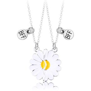 2Pcs Half Sun Pendant Necklace Bracelet Set for Girl Women Best Friend Teen Long Distance Matching Adjustable Link Chain BFF Necklace Friendship Jewelry Birthday Gift