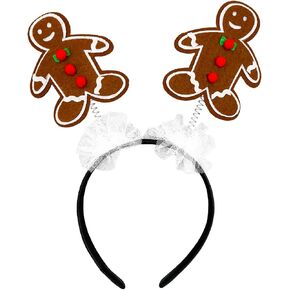 Needzo Gingerbread Man Headband with Tulle, Sparkly Festive Holiday Party Accessory, Stocking Stuffer, or Gift, One Size Fits Most in Kuwait