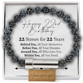 Love You This Much Hidden Message Stone Bracelet | Gift Box + Note Included | Meaningful Birthday Gifts for Him | Birthday Gift for Male Friend