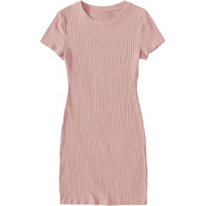Floerns Women's V Neck Short Sleeve Knit Bodycon Dress