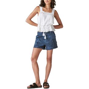 شورت نسائي ذو حاشية خام من Lucky Brand