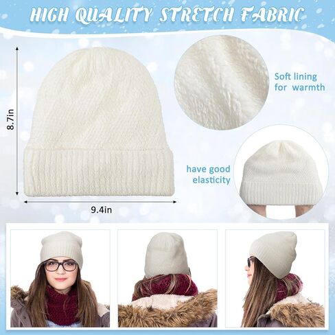 Hoosige 2 Sets Women Winter Warmer Set Warm Hat Beanie Touchscreen Gloves Long Scarf Knit Skull Caps Thermal Gloves Neck Scarves for Women Men in Kuwait