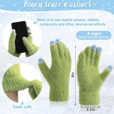 Hoosige 2 Sets Women Winter Warmer Set Warm Hat Beanie Touchscreen Gloves Long Scarf Knit Skull Caps Thermal Gloves Neck Scarves for Women Men in Kuwait