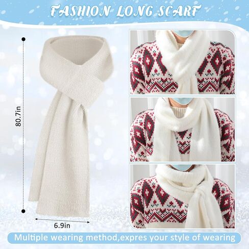 Hoosige 2 Sets Women Winter Warmer Set Warm Hat Beanie Touchscreen Gloves Long Scarf Knit Skull Caps Thermal Gloves Neck Scarves for Women Men in Kuwait