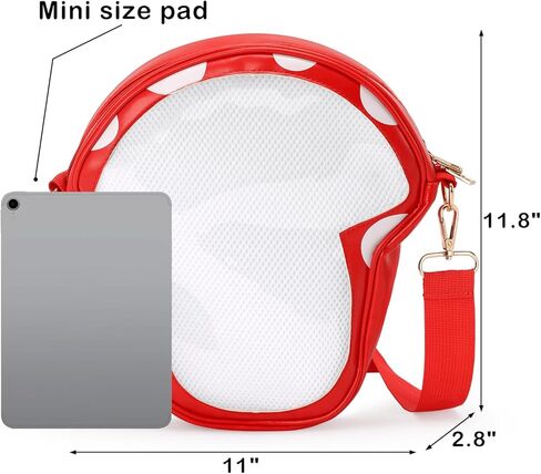 شنطة كروس ايتا بتصميم فطر لطيف من ايكوديس، شنطة كتف مع شنطة شفافة لعرض الانيمي (لا تتضمن دبابيس)، احمر، 12.60 × 11.42 × 1.77 انش in Kuwait