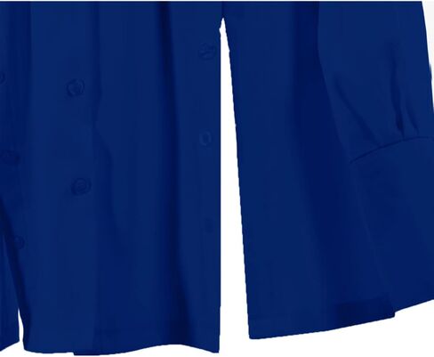 LYANER Women's Collar V Neck Blouse Long Sleeve Button Down Split Hem Long Shirt Top in Kuwait