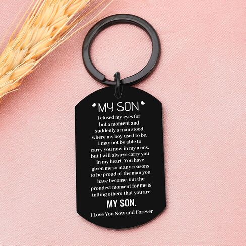 Son Keychain Gifts from Mom Dad Valentines I Love You Gifts for Adult Son Stepson Male Kids Inspirational 18th 21st 30th Birthday Gifts for Men Graduation Back to School Christmas Gifts Him Teen Boys in Saudi Arabia