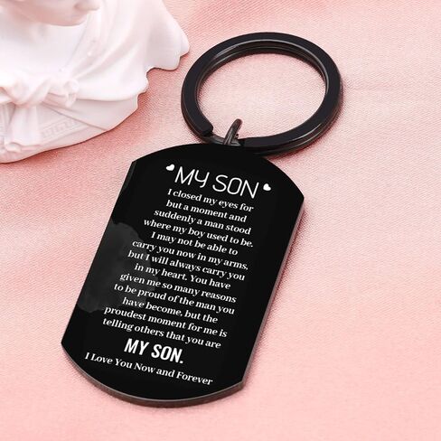 Son Keychain Gifts from Mom Dad Valentines I Love You Gifts for Adult Son Stepson Male Kids Inspirational 18th 21st 30th Birthday Gifts for Men Graduation Back to School Christmas Gifts Him Teen Boys in Saudi Arabia