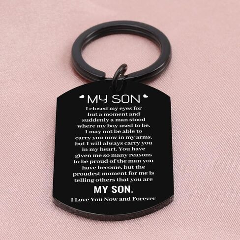 Son Keychain Gifts from Mom Dad Valentines I Love You Gifts for Adult Son Stepson Male Kids Inspirational 18th 21st 30th Birthday Gifts for Men Graduation Back to School Christmas Gifts Him Teen Boys in Saudi Arabia