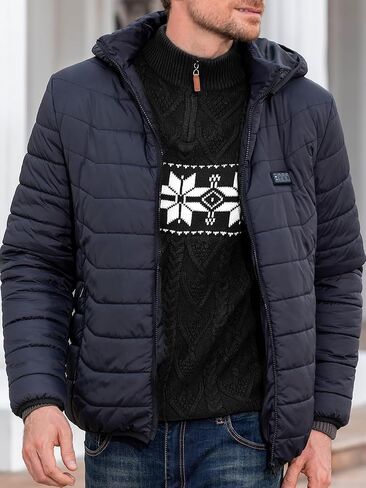 Makkrom Mens Quarter Zip Sweater Christmas Cable Knit Slim Fit Casual Mock Neck Polo Pullover Sweaters in Kuwait