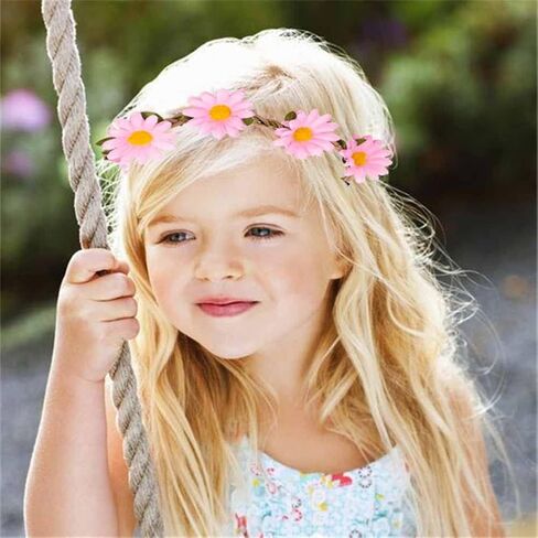 KEHAWK 10PCS Lady Girl Sunflower Headbands Multicolor Daisy Flower Crown Floral Garland with Adjustable Elastic Ribbon for Festival Wedding Party in Kuwait