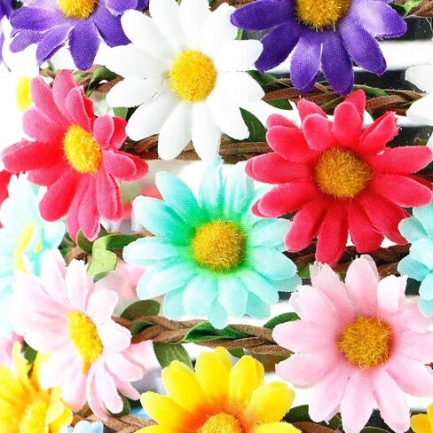 KEHAWK 10PCS Lady Girl Sunflower Headbands Multicolor Daisy Flower Crown Floral Garland with Adjustable Elastic Ribbon for Festival Wedding Party in Kuwait