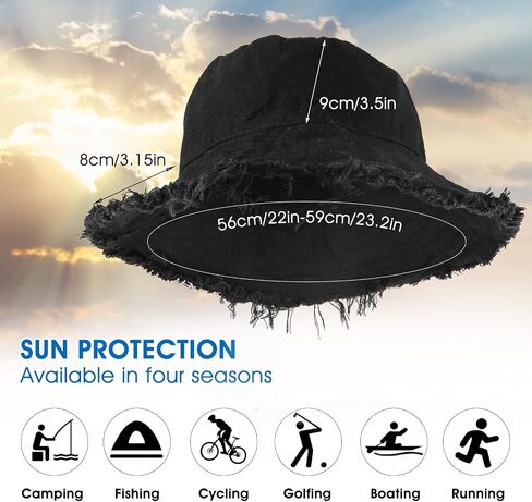 WLLHYF Bucket Hats Wide Brim Cotton Sun Hats for Women Summer Outdoor Travel Beach Sun Hat UPF 50+ in Saudi Arabia